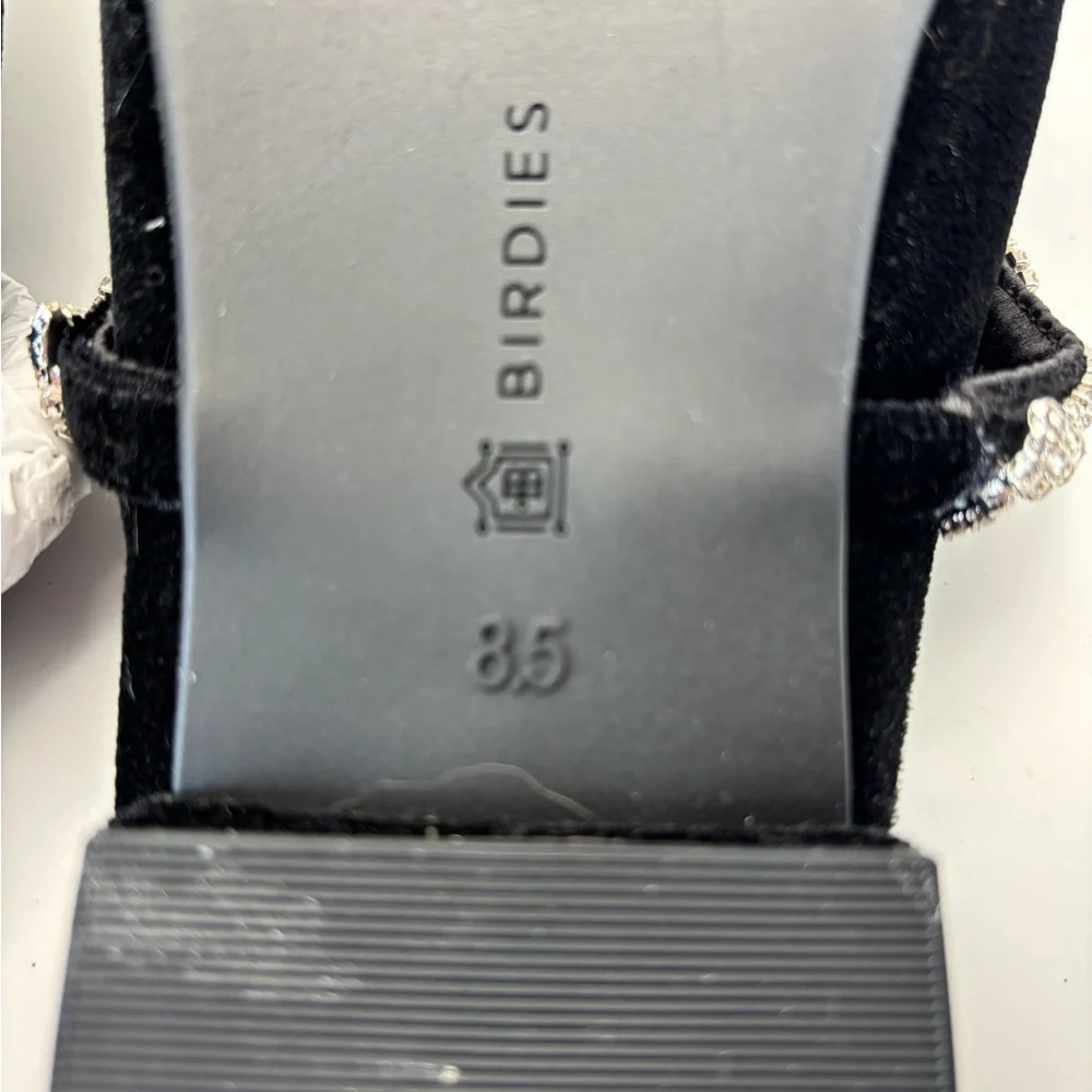 Birdies Black Velvet Mules with Rhinestone Accent - Picture 9 of 11